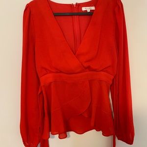 Honey Belle - Red Wrap Formal Shirt - Size S